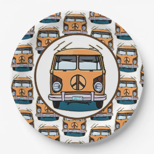 1970 Hippie Van Retro Stijl Verjaardag Papieren Bordje