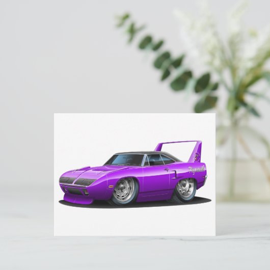 1970 Plymouth Superbird Paars Car Briefkaart (Staand voorkant)