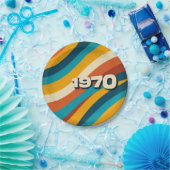 1970 Retro Papier Borden jaren 70 Groovy Stripes Papieren Bordje (Feest)
