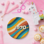 1970 Retro Papier Borden jaren 70 Groovy Stripes Papieren Bordje (Feest)