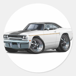 1970 Roadrunner Wit-Zwart Streep Ronde Sticker