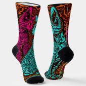 1970 stijl Abstracte katten Sokken (Gebogen)