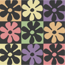 1970 veelkleurige Retro Daisies Sticker