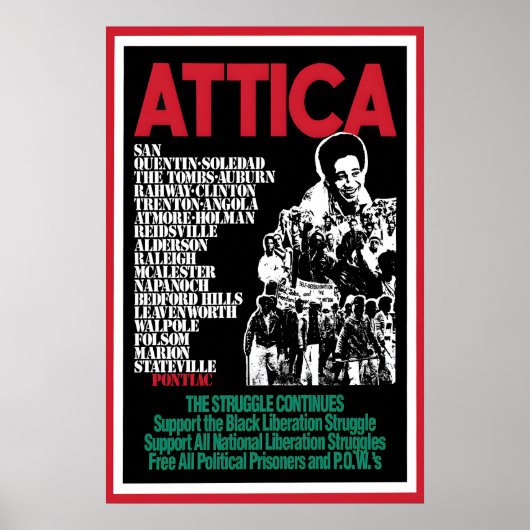 1970s Poster -Black Panther- Attica Art Wall (Devant)