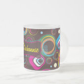 1970's Retro Circle Frosted Glass Coffee Mok Cup (Voorkant rechts)