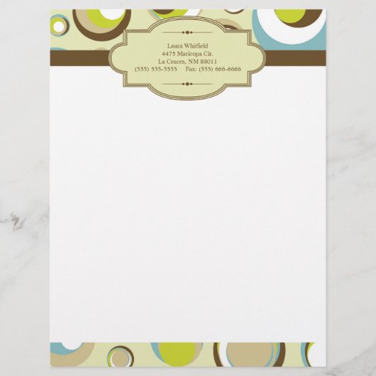 1970's Retro Circle Pattern Letterhead Stationery Briefhoofd (Voorkant)
