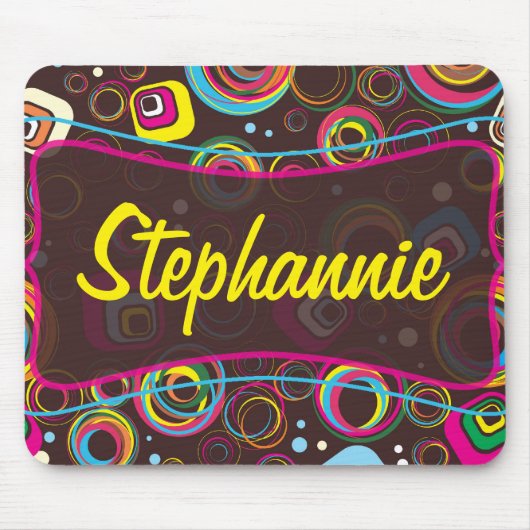 1970's Retro Circle Square 1950 Groovy Mousepad Muismat (Voorkant)