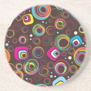 1970's Retro Circle Square 1950 Groovy Onderzetter