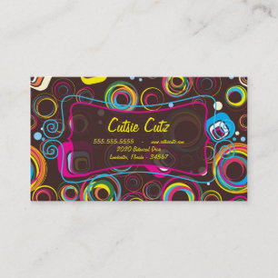 1970's Retro Circle Square 1950 Visitekaartjes