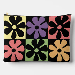 1970s Retro Daisies Multicolor Cosmetic Bag Etui
