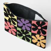 1970s Retro Daisies Multicolor Cosmetic Bag Etui (Open)