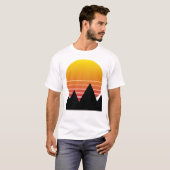  1970s Retro Sun T-Shirt - IN ZWART & WIT (Voorkant volledig)
