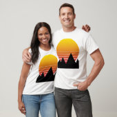  1970s Retro Sun T-Shirt - IN ZWART & WIT (Unisex)
