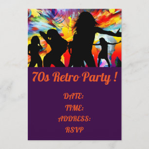 1970s retro thema dans party kaart