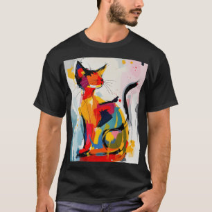 1970's Style Groovy Abstract Cat T-shirt