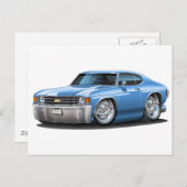 1971-1972 Chevelle Lt Blue Car Briefkaart (Voorkant / Achterkant)