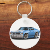 1971-1972 Chevelle Lt Blue-White Car Sleutelhanger (Voorkant)