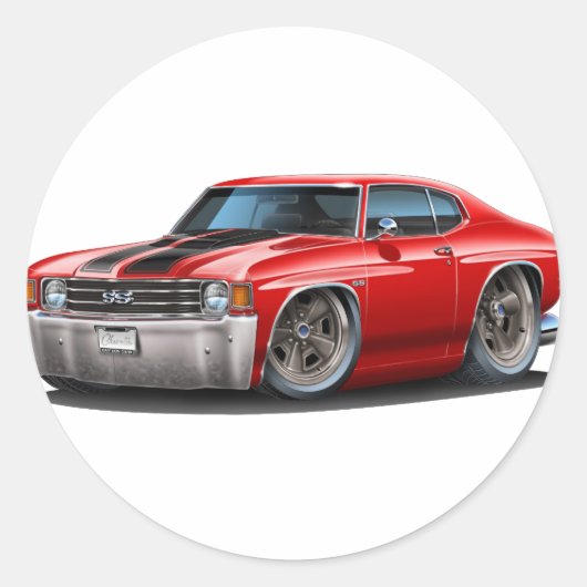 1971-72 Chevelle Red-Black Car Ronde Sticker (Voorkant)