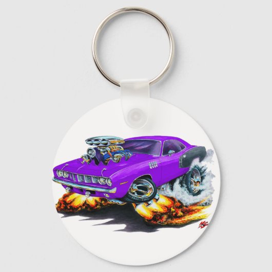 1971 Hemi Cuda Paarse auto Sleutelhanger (Voorkant)
