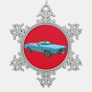 1971 Oldsmobile Cutlass Opperste Spierauto Tin Sneeuwvlok Ornament