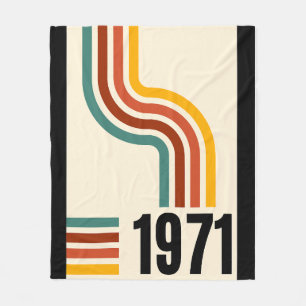 1971 Retro Stripe Rainbow 54e verjaardag Fleece Deken