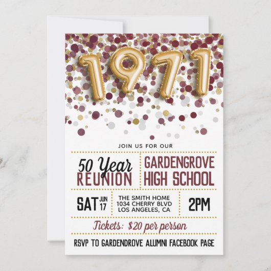 1971 Reünie van de middelbare school Kaart (Voorkant)