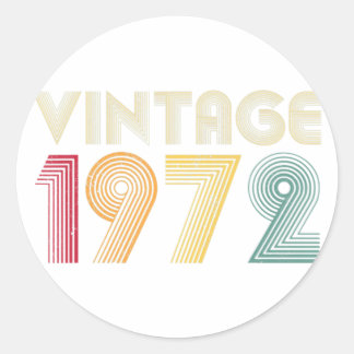1972  50e verjaardag gift retro 50 jaar oud ronde sticker