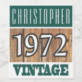 1972 Année de naissance Étiquette de vin (Étiquettes simples)