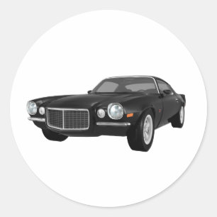 1972 Camaro Z28: Spierauto: Zwarte Fins Ronde Sticker