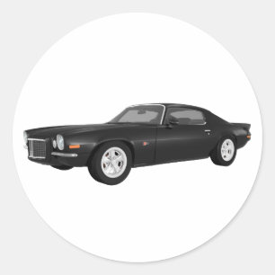 1972 Camaro Z28: Spierauto: Zwarte Fins Ronde Sticker