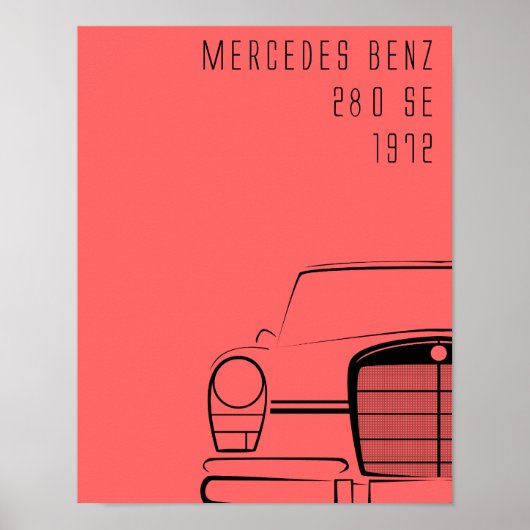 1972 Mercedes Benz 280SE Poster (Voorkant)