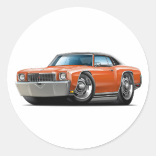 1972 Monte Carlo Oranje-Black Top Auto Ronde Sticker