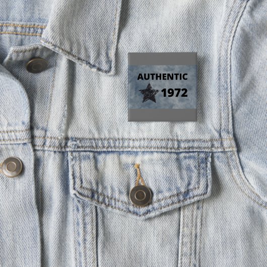 1972  Star Retro Verjaardag Ontwerp Vierkante Button 5,1 Cm (In situ)