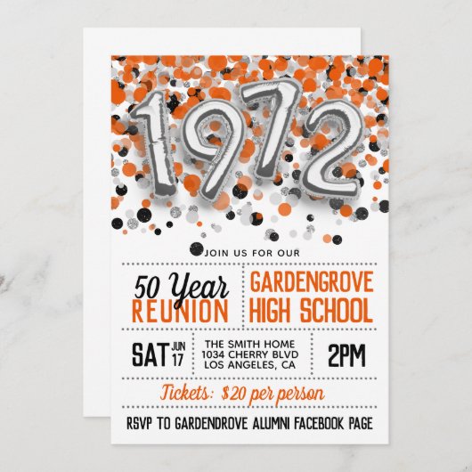 1972 Uitnodiging tot hereniging van de middelbare  (Voorkant / Achterkant)