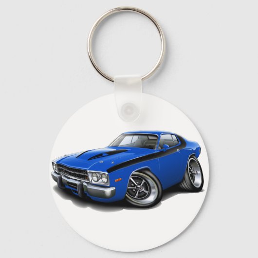 1973-74 Roadrunner Blue-Black Car Sleutelhanger (Voorkant)