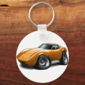 1973-76 Corvette Oranje auto Sleutelhanger (Voorkant)