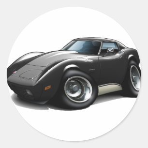1973-76 Corvette zwarte auto Ronde Sticker