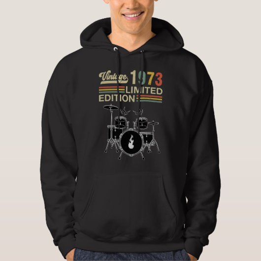  1973 Drums 50e verjaardag Drummer Hoodie (Voorkant)