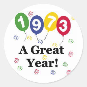 1973: een grote jaardag ronde sticker