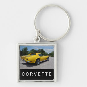 1973 Geel corvette dubbelzijdige acryl Sleutelhanger