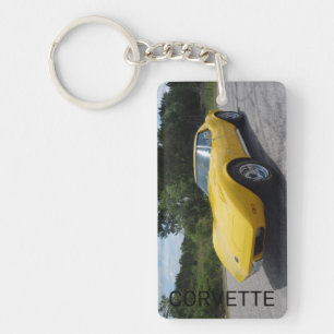 1973 Geel corvette dubbelzijdige acryl Sleutelhanger