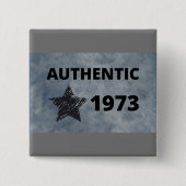 1973 Verjaardag met Grunge Star Vierkante Button 5,1 Cm (Voorkant)