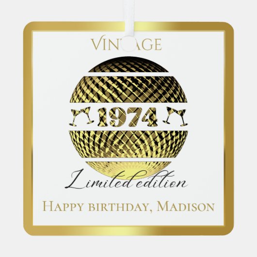 1974 50ste verjaardagsgoud metalen ornament (Achterkant)
