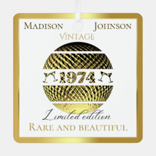 1974 50ste verjaardagsgoud metalen ornament