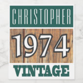 1974 Année de naissance Étiquette de vin (Étiquettes simples)