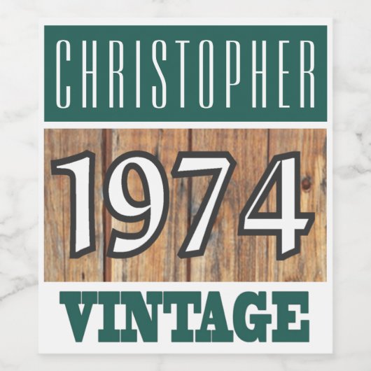 1974 Année de naissance Étiquette de vin (Étiquettes simples)