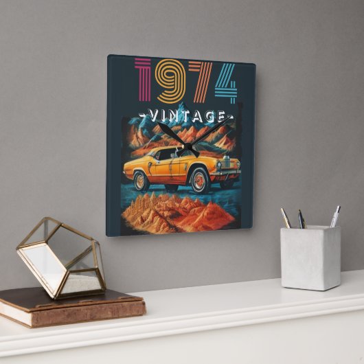  1974 coole auto vierkante klok (Kantoor)