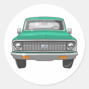 1974 Green Chevy Truck Ronde Sticker