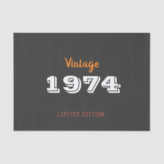 1974 Limited Edition 50th Birthday Gift Tissuepapier (Voorkant)