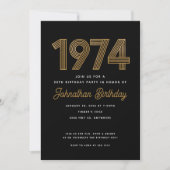1974 White Black Gold 50th Birthday Invitation (Devant)